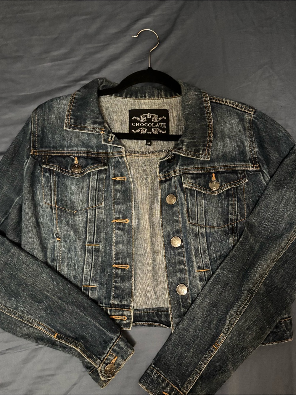 Chocolate Blue Denim Jacket with Contrast Stitching